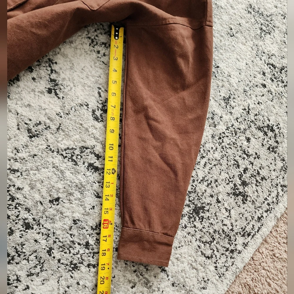 Oversized Shacket Western Boho Granola Womens M Brown 100% Cotton Minimalist
